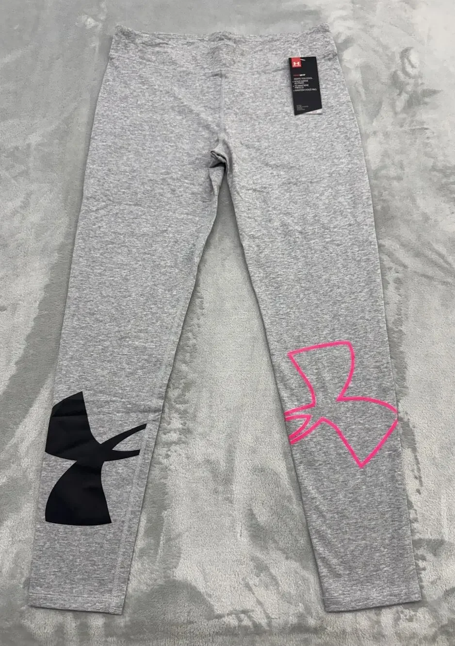 UNDER ARMOUR Gray Girls Finale Knit Active Workout Leggings Size Youth XL